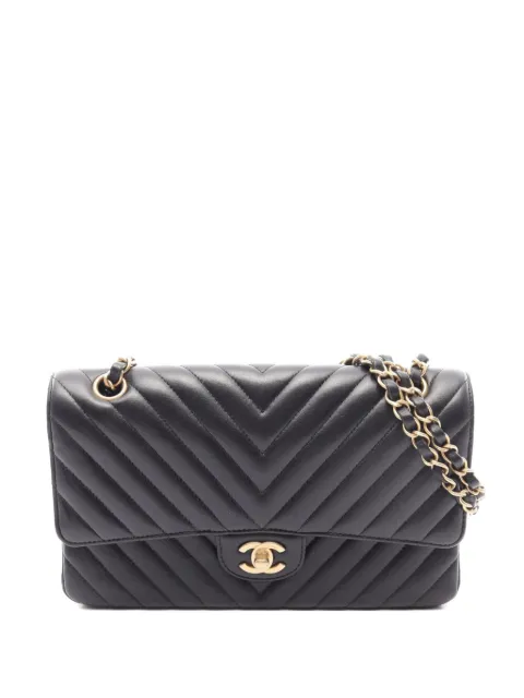 CHANEL Pre-Owned 2019 Chevron V-stitch flap shoulder bag Black 107374727733731
