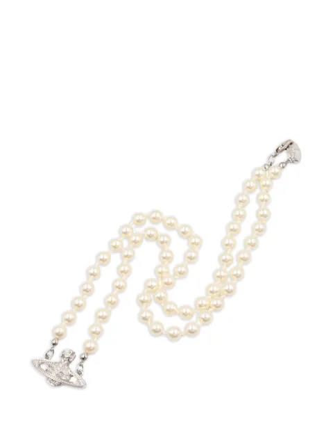 Vivienne Westwood Pre-Owned 2020s Mini Bas Relief pearl necklace Silver 1072976