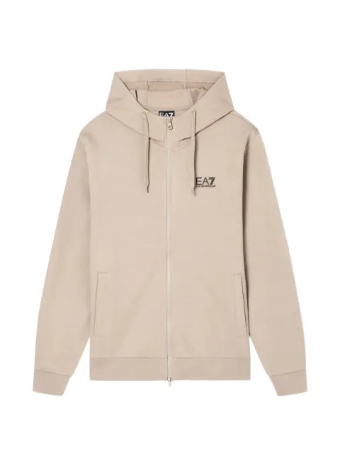 Ea7 Emporio Armani Core Identity logo-print zip-up hoodie Neutrals 8NPM33PJVRZU6167
