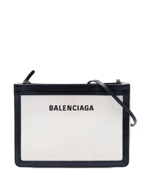 Balenciaga Pre-Owned 2019 Canvas Navy Pochette M crossbody bag White RF9JU4J6JM5W7EPR