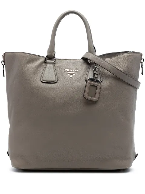 Prada Pre-Owned 2010-2026 Vitello Daino Side Zip Convertible Tote satchel Brown 5QH99NP4TOP3SARQ
