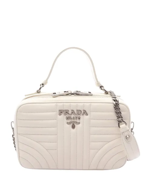 Prada Pre-Owned 2010-2026 Soft Calf Diagramme satchel White S25TONDVPASXZZR4