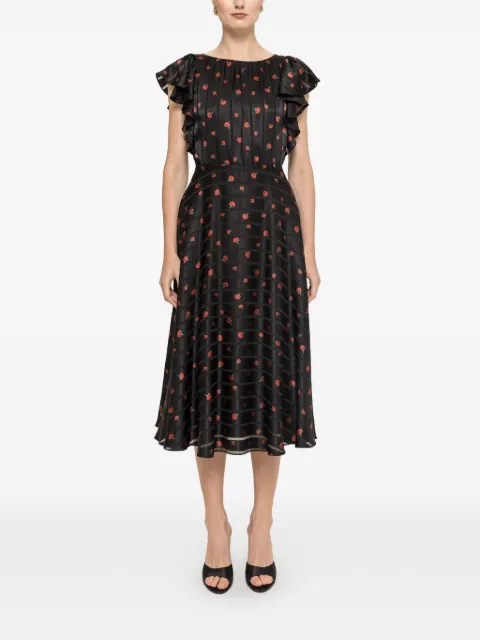 NISSA floral-print midi dress Black RC17018PRINT