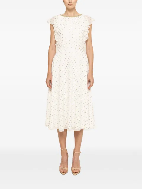 NISSA polka-dot midi dress White RS16969WHITE