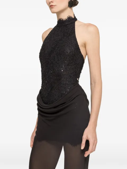 NISSA sequin-embellishment maxi dress Black RS16577BLACK