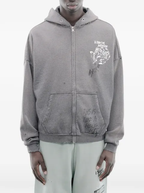 Paly Carrying The Message distressed hoodie Grey 4U002Q1010GRY