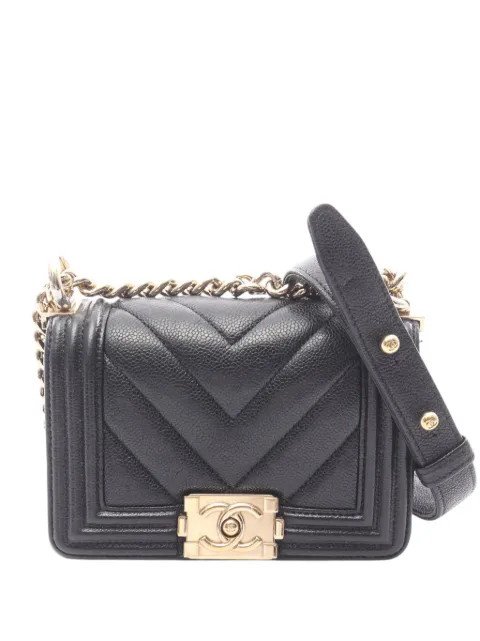 CHANEL Pre-Owned 2021-2026 Mini Chevron Lambskin Boy Flap crossbody bag Black RBQJAAWMXAGROPOK