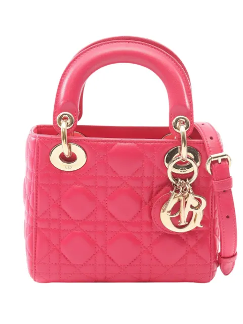 Christian Dior Pre-Owned 2010-2026 Mini Lambskin Cannage Lady Dior satchel Pink 3UJNGS2R5UBV2T1W