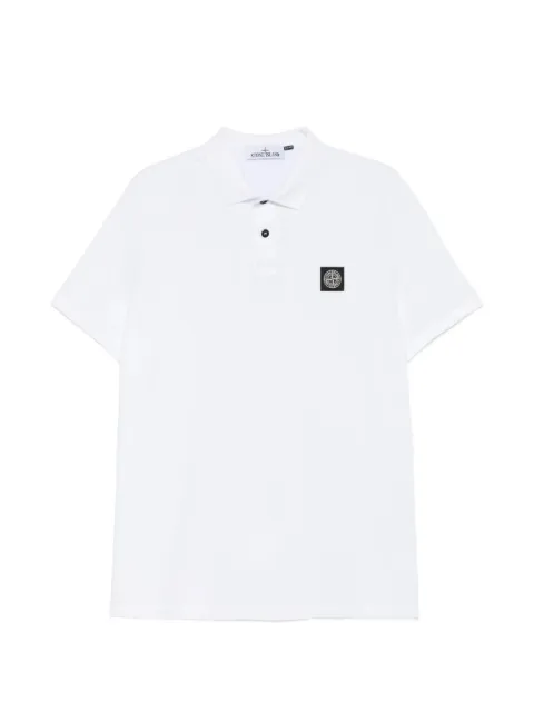 Stone Island logo-patch short-sleeve polo shirt White 2200008S0017