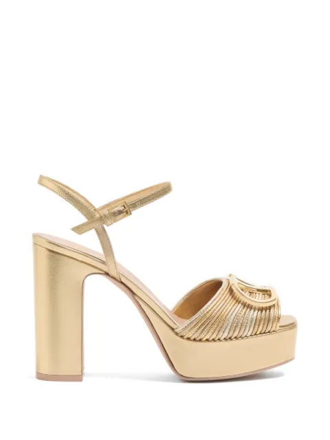 Valentino Garavani VLogo signature metallic platform sandals with Cornely embroidery 115mm Gold WS0FG2BQI