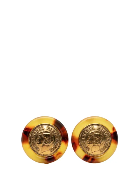 CHANEL Pre-Owned 1997 Gold Plated Tortoise Shell Coin Clip On Earrings costume earrings Gold 8CMB57P3MAFETIDU