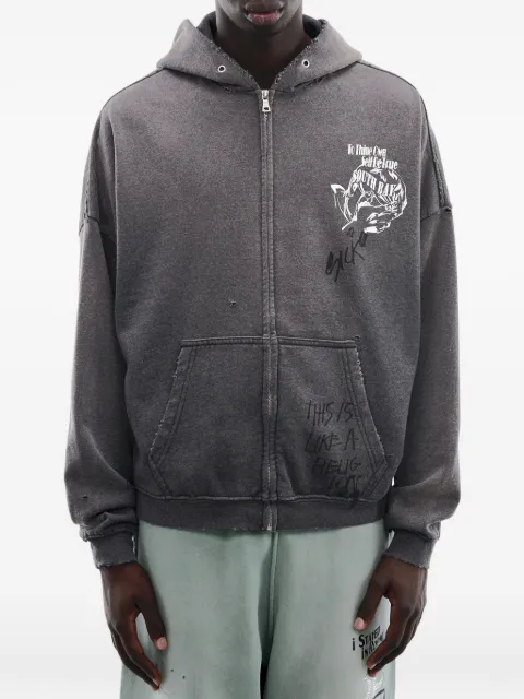 Paly Carrying The Message distressed hoodie Black 4U003Q1010BLK