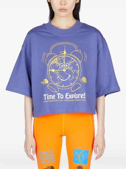 The North Face x Online Ceramics clock-print cropped T-shirt Purple NF0A84RUI0D