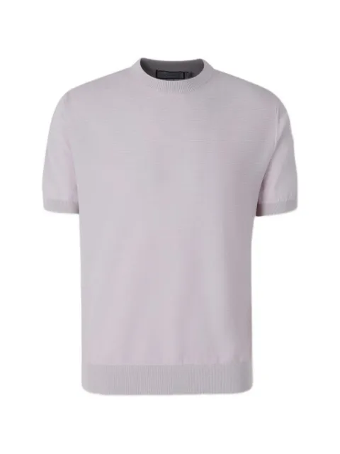 Canali ribbed-knit short-sleeve T-shirt Purple C1181MK02488