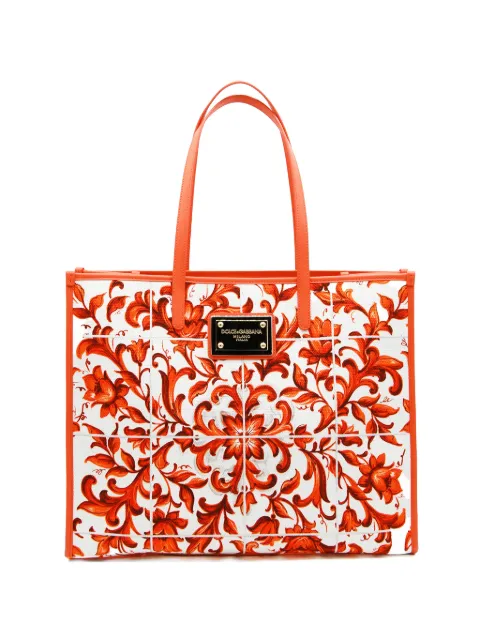 Dolce & Gabbana Maiolica-print tote bag Orange BB2274AP026IH3TN