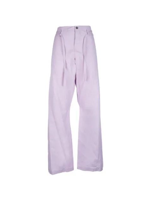 OMBRA MILANO wide-leg drawstring-detail trousers Purple OMURP009CO2680