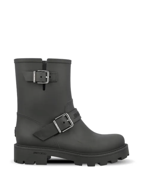 Jimmy Choo buckled biker boots Black BIKERRAINTPYBLACK