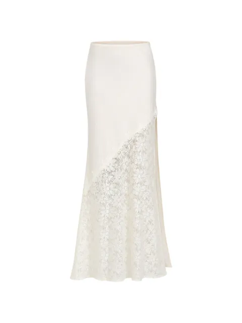 Manière De Voir Belle - satin and lace maxi skirt - champagne Neutrals WMN4660