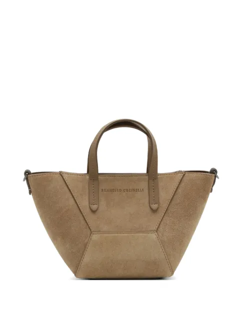 Brunello Cucinelli suede panelled tote bag Brown MBDLD2675PC9793
