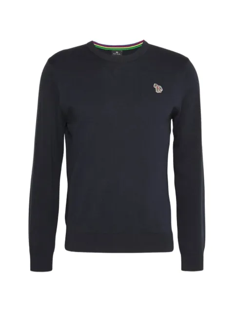 MPS Zebra-patch crew-neck sweater Blue M2R503XZM21858