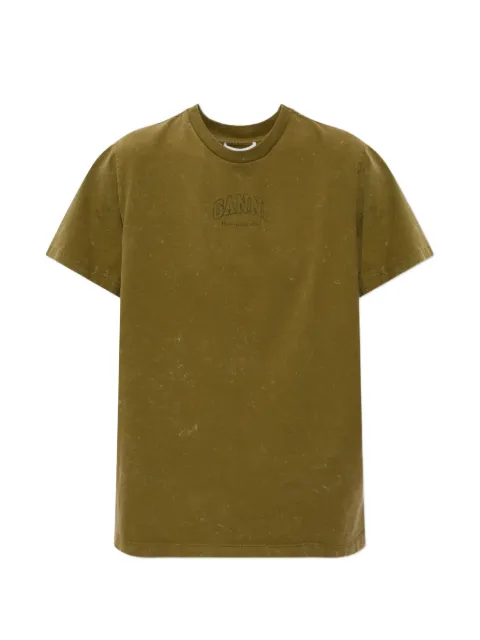 GANNI logo-print washed T-shirt Green A105024511039