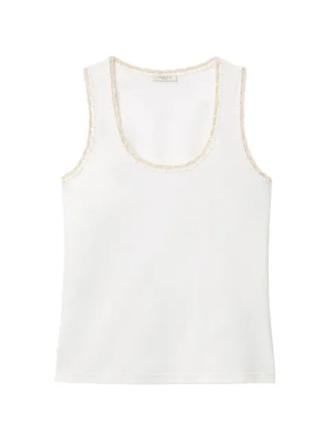 Lafayette 148 crochet-trim scoop-neck tank top White MTAZ4EJ548