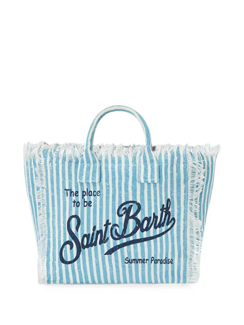 MC2 Saint Barth Colette striped frayed tote bag Blue COL0018
