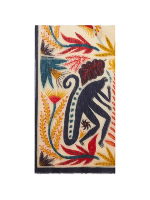 ETRO printed frayed scarf Neutrals WATA0006AK1A6