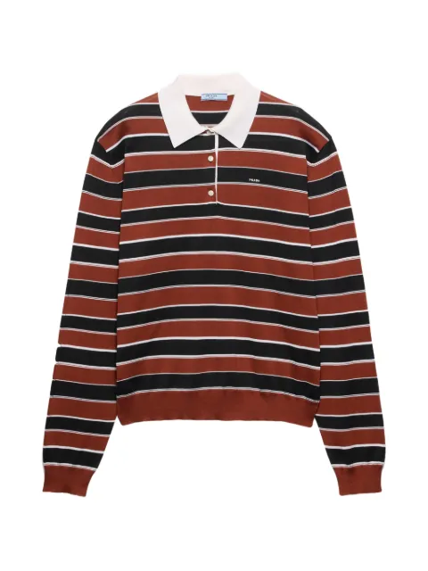Prada striped silk polo shirt Brown P24D3SSOOO193S