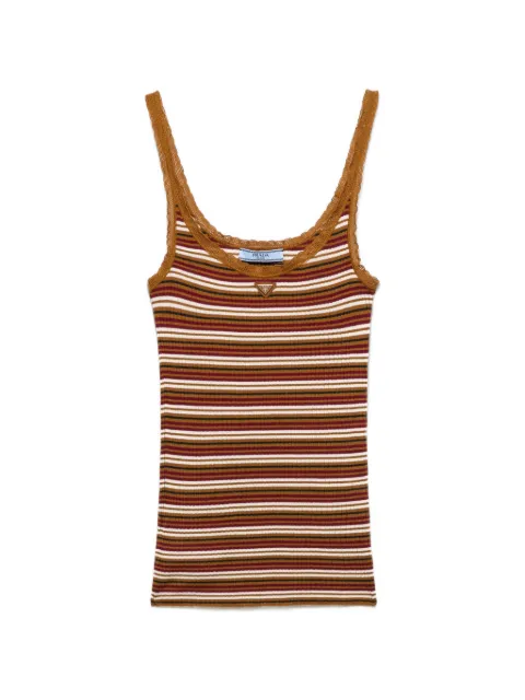 Prada striped cotton top Brown P29C22SOOO1942