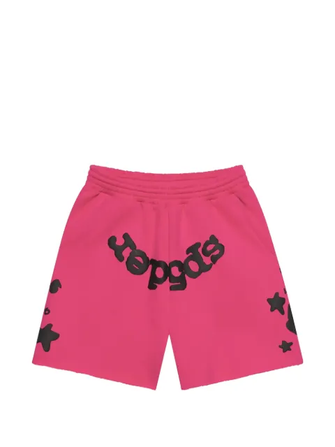 SP5DER logo-print raw-edge shorts Pink SP5DER423