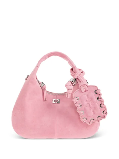 GANNI logo-plaque knot-detail tote bag Pink C1040014