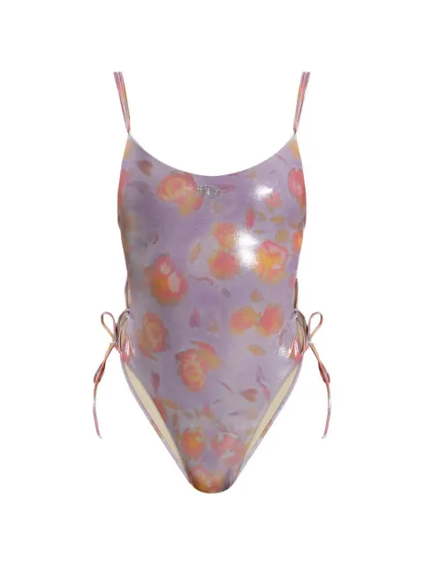 Diesel floral-print lace-up swimsuit Purple A228350EGEL