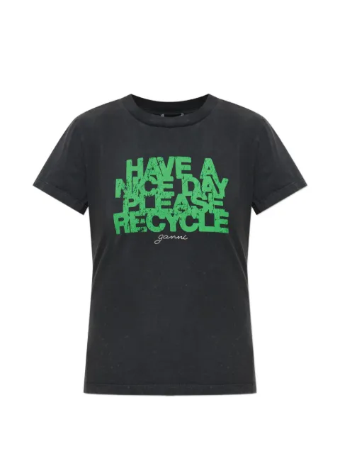 GANNI slogan-print cotton T-shirt Black A105019811039