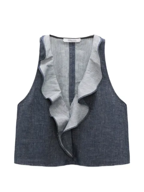 Dorothee Schumacher ruffled denim top Blue 546206