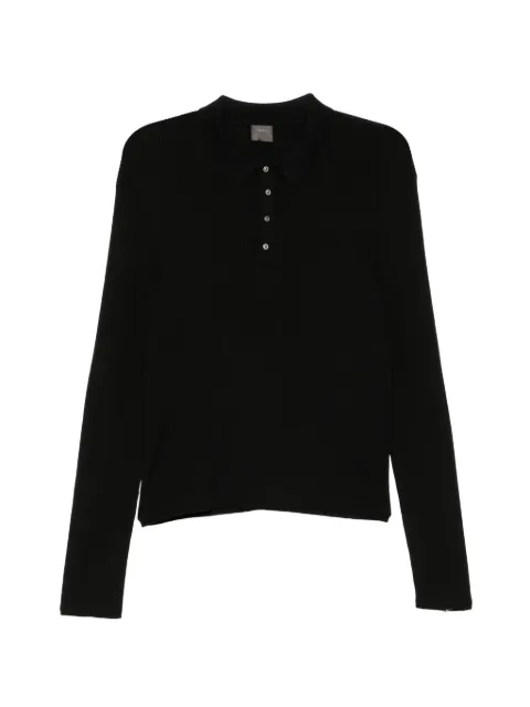 TEAM WANG design ribbed-knit long-sleeve polo shirt Black TWSS26A532BLACK