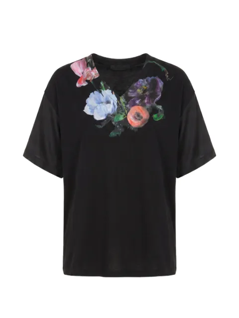 Maison Margiela floral-print V-neck T-shirt Black S29GC0318S24575