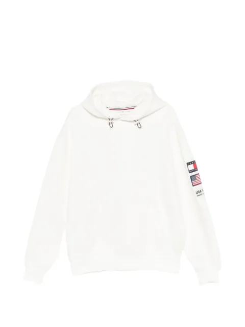 Tommy Hilfiger logo-patch drawstring hoodie White MN0MN00027YBL