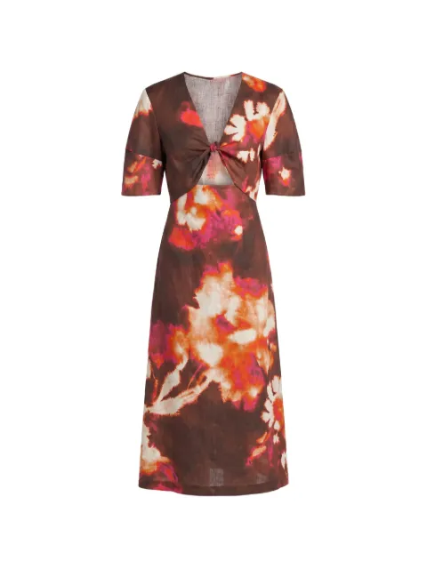 Liviana Conti floral-print cut-out midi dress Brown L6SL65