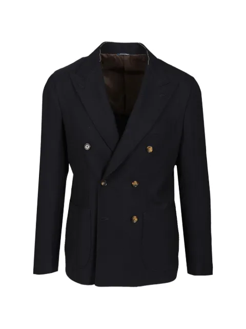 Al Duca D’Aosta 1902 herringbone-pattern double-breasted blazer Blue T25254