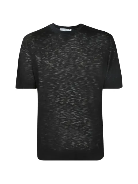Daniele Fiesoli slub-texture semi-sheer T-shirt Black DF410013