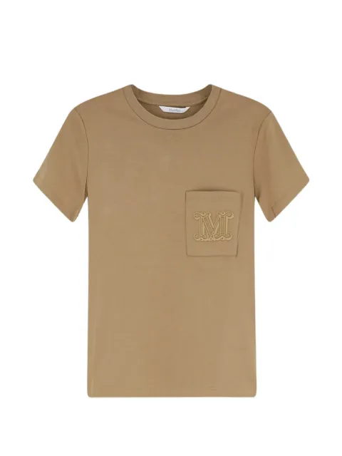 Max Mara embroidered-logo patch-pocket T-shirt Neutrals 2611941022600