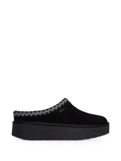 Skechers Keep Cozy - Cozy Cascade embroidered platform slippers Black 169144BBK