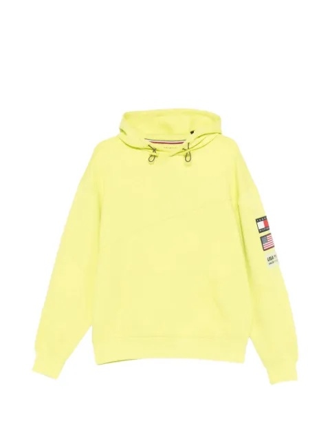 Tommy Hilfiger logo-patch panelled hoodie Yellow MN0MN00027