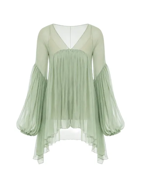 SUPER BLOND plissé asymmetric dress Green DRESSCHSHART10