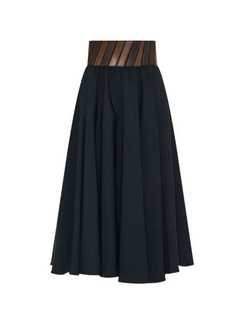 Alaïa leather-waistband pleated maxi skirt Blue AA9J2487T612C