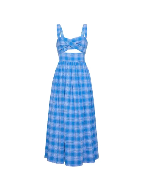Cara Cara Clover plaid seersucker midi dress Blue 1561PBLPL