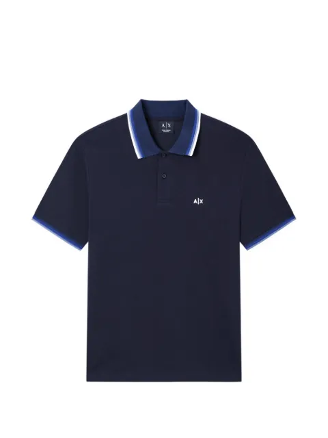 Armani Exchange striped-collar logo-detail polo shirt Blue XM002329AF13026