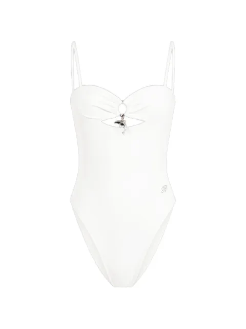 Blumarine cut-out dolphin-pendant swimsuit White 2D030A