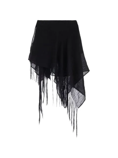 Yohji Yamamoto layered fringe mini skirt Black FKS02307